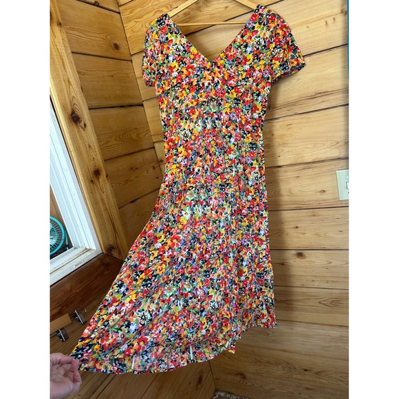 Vintage J. Crew Floral V-Neck Button Front Midi Dress 100% Cotton Cottagecore - Picture 10 of 13